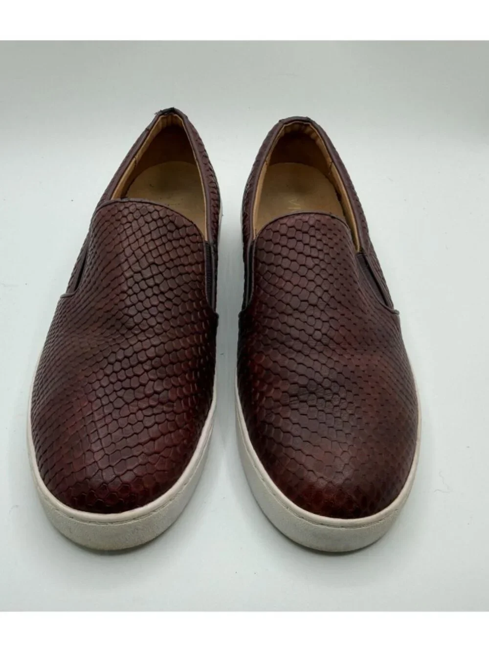 Vionic Midi Snake Texture Slip-On Sneaker Burgundy Women Size 7M Comfort Shoes